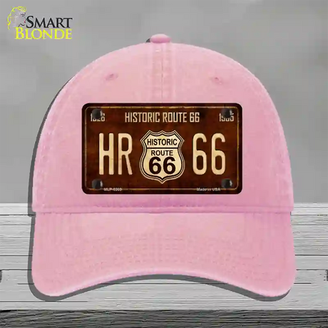 Historic Route 66 Vintage Novelty License Plate Hat Unconstructed Cotton / Pink