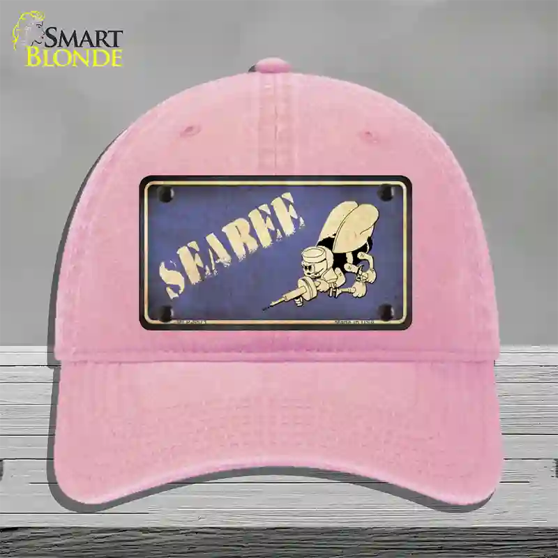 Seabee Novelty License Plate Hat Unconstructed Cotton / Pink