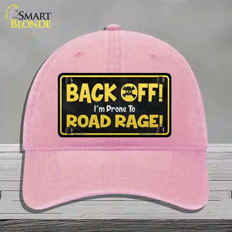 Back Off Road Rage Novelty License Plate Hat Unconstructed Cotton / Pink