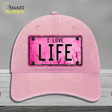 I Love Life Novelty License Plate Hat Unconstructed Cotton / Pink