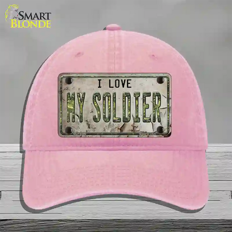 I Love My Solider Novelty License Plate Hat Unconstructed Cotton / Pink