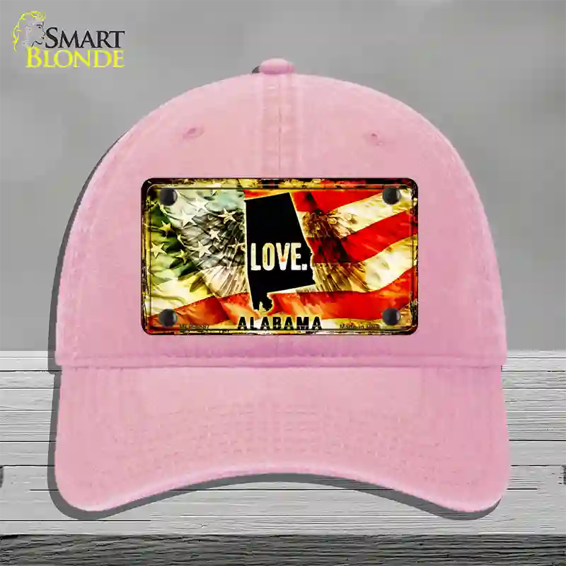 Alabama Love Novelty License Plate Hat Unconstructed Cotton / Pink