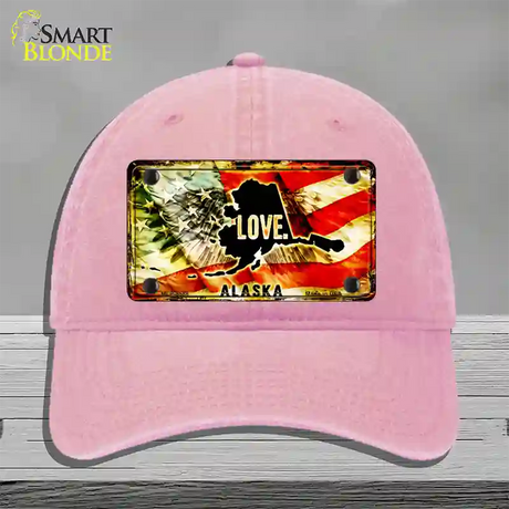 Alaska Love Novelty License Plate Hat Unconstructed Cotton / Pink