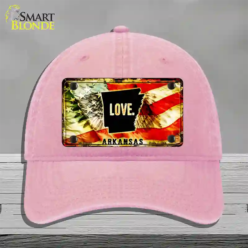 Arkansas Love Novelty License Plate Hat Unconstructed Cotton / Pink