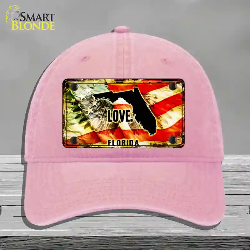 Florida Love Novelty License Plate Hat Unconstructed Cotton / Pink