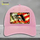 Florida Love Novelty License Plate Hat Unconstructed Cotton / Pink