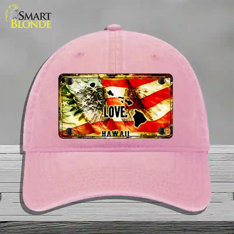 Hawaii Love Novelty License Plate Hat Unconstructed Cotton / Pink