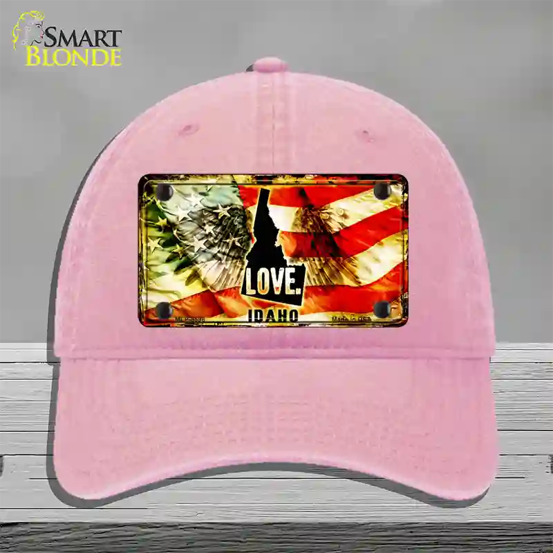 Idaho Love Novelty License Plate Hat Unconstructed Cotton / Pink