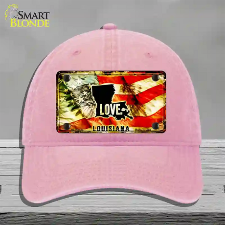 Louisiana Love Novelty License Plate Hat Unconstructed Cotton / Pink