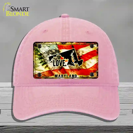 Maryland Love Novelty License Plate Hat Unconstructed Cotton / Pink