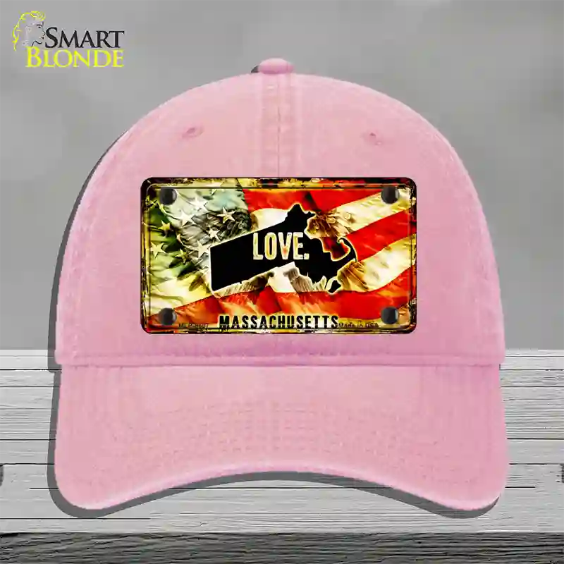 Massachusetts Love Novelty License Plate Hat Unconstructed Cotton / Pink