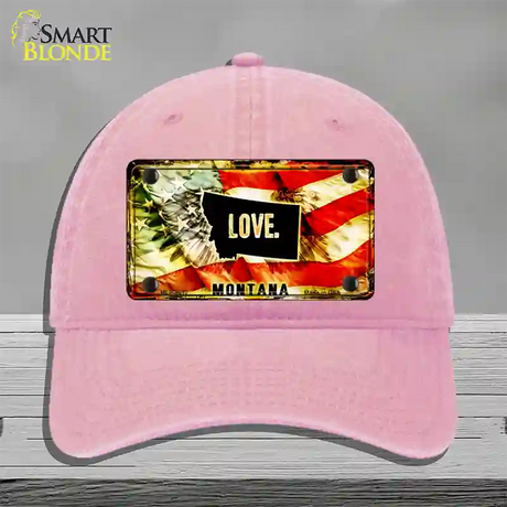 Montana Love Novelty License Plate Hat Unconstructed Cotton / Pink