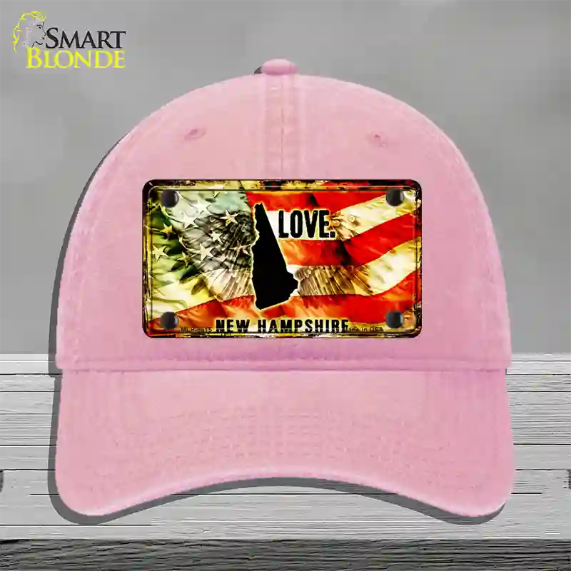 New Hampshire Love Novelty License Plate Hat Unconstructed Cotton / Pink