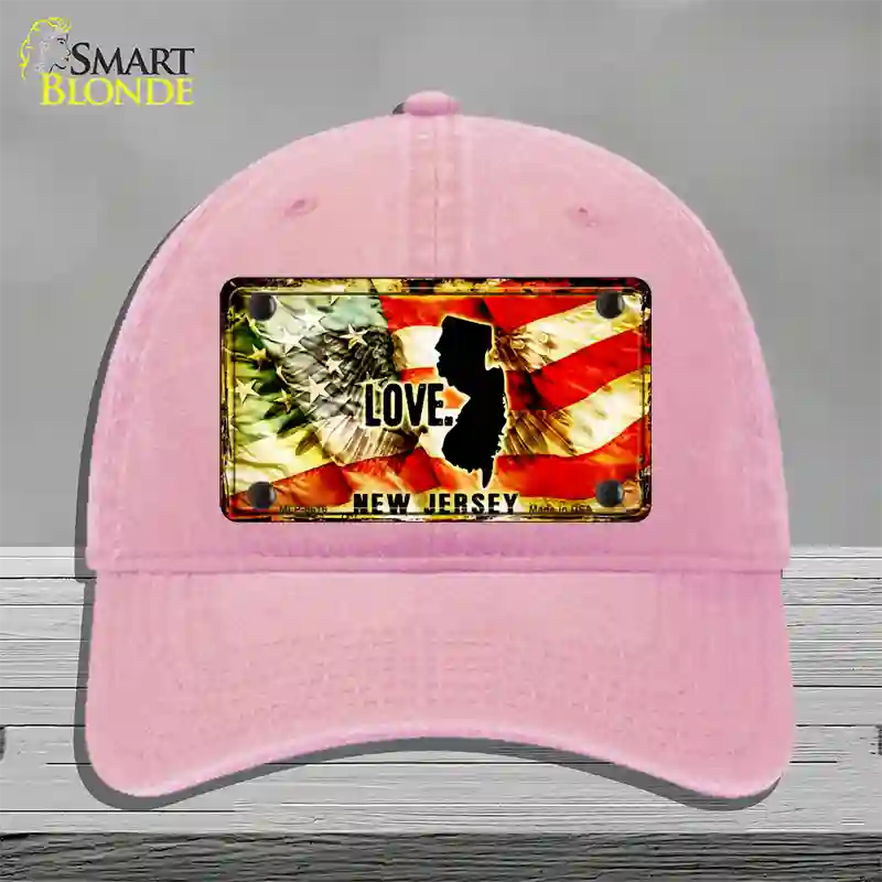 New Jersey Love Novelty License Plate Hat Unconstructed Cotton / Pink