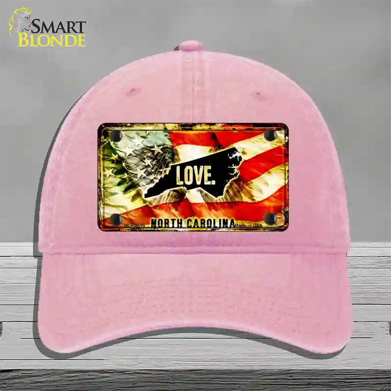 North Carolina Love Novelty License Plate Hat Unconstructed Cotton / Pink