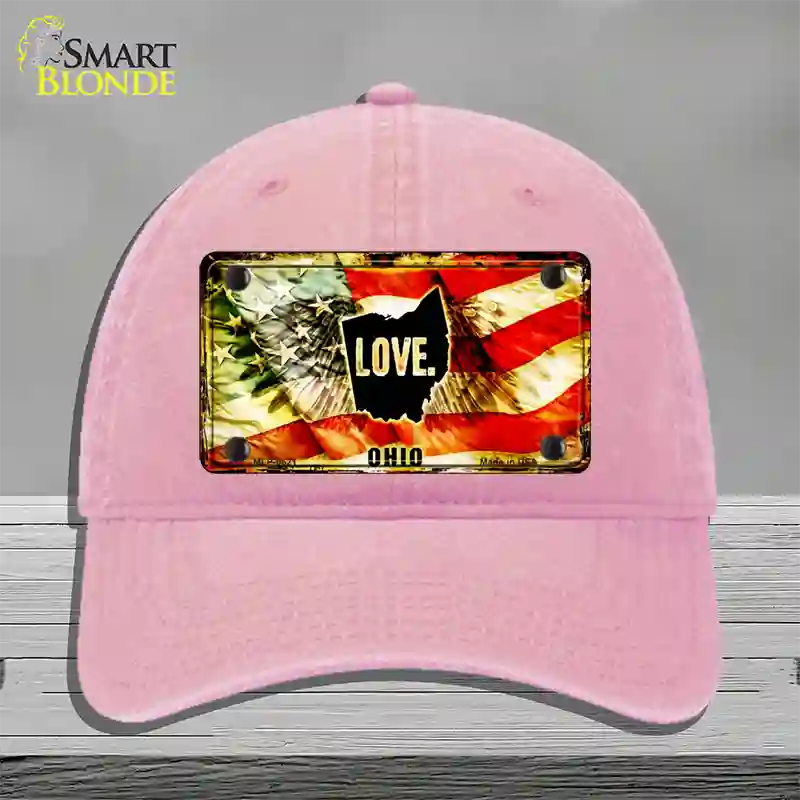 Ohio Love Novelty License Plate Hat Unconstructed Cotton / Pink