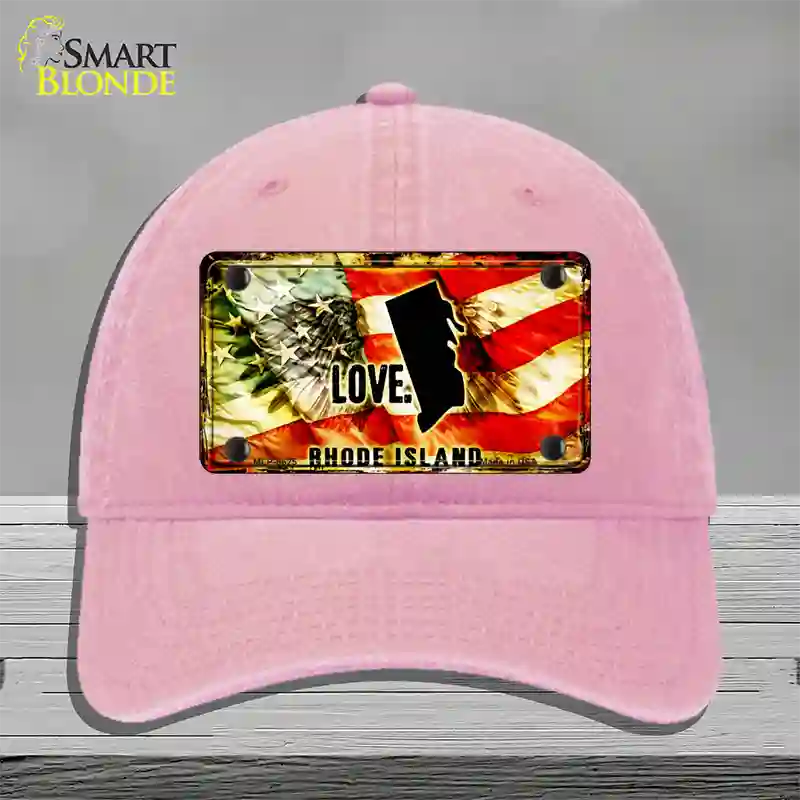 Rhode Island Love Novelty License Plate Hat Unconstructed Cotton / Pink