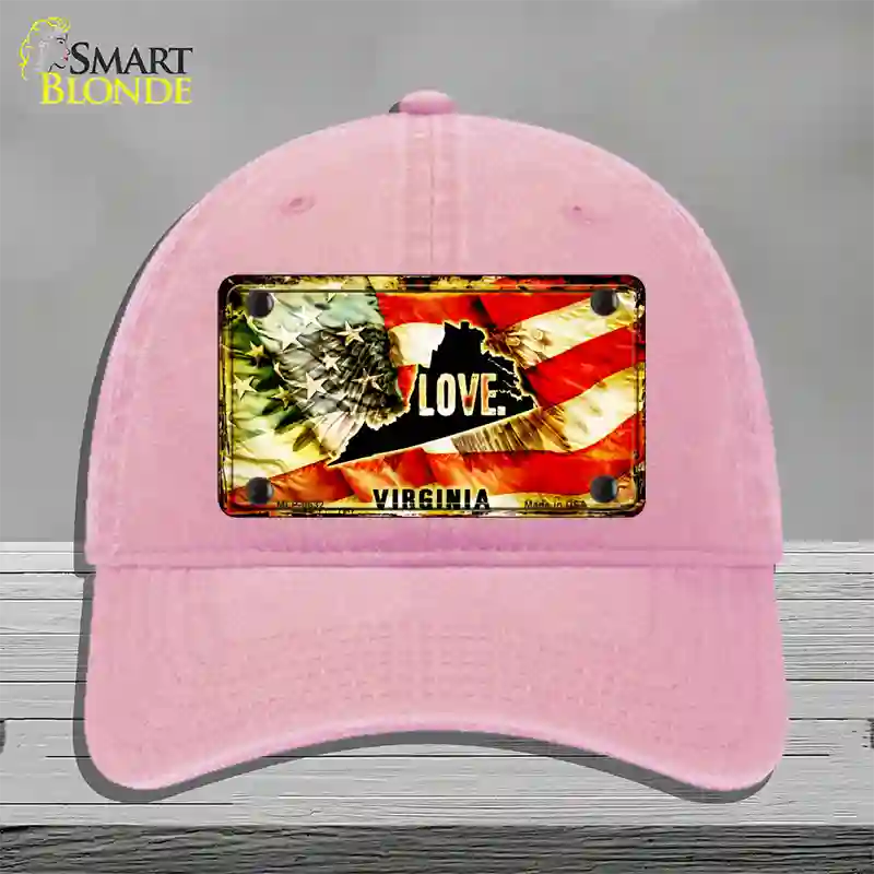 Virginia Love Novelty License Plate Hat Unconstructed Cotton / Pink