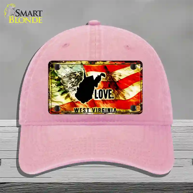 West Virginia Love Novelty License Plate Hat Unconstructed Cotton / Pink