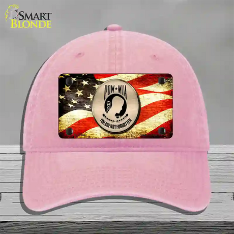 POW MIA With USA Flag Novelty License Plate Hat Unconstructed Cotton / Pink