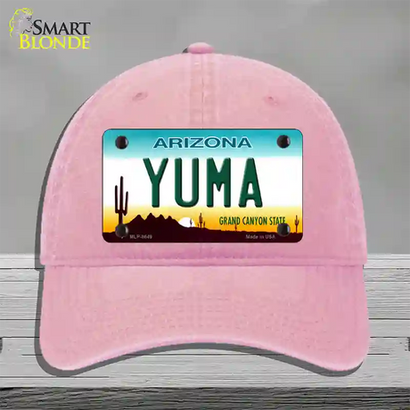 Yuma Arizona Novelty License Plate Hat Unconstructed Cotton / Pink