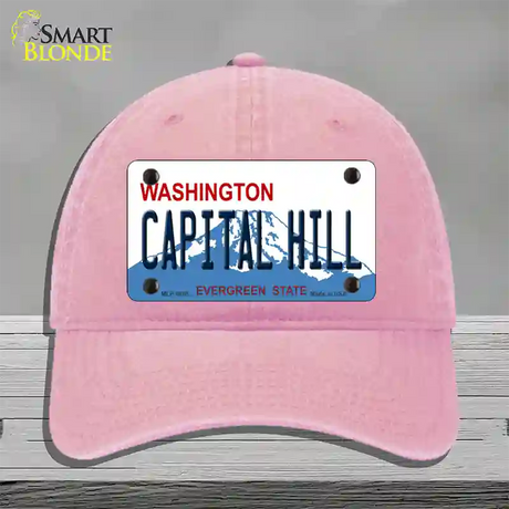 Capital Hill Washington Novelty License Plate Hat Unconstructed Cotton / Pink