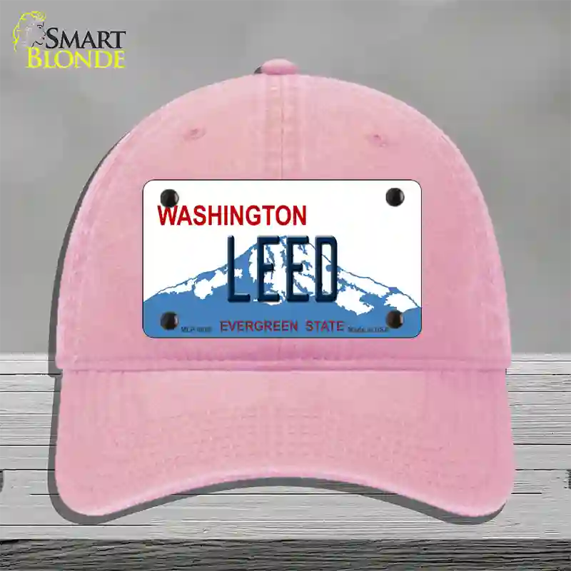 Leed Washington Novelty License Plate Hat Unconstructed Cotton / Pink