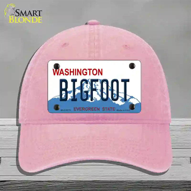 Bigfoot Washington Novelty License Plate Hat Unconstructed Cotton / Pink