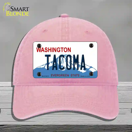 Tacoma Washington Novelty License Plate Hat Unconstructed Cotton / Pink