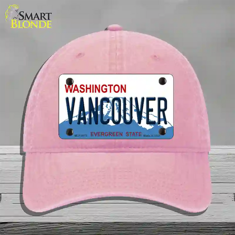 Vancouver Washington Novelty License Plate Hat Unconstructed Cotton / Pink