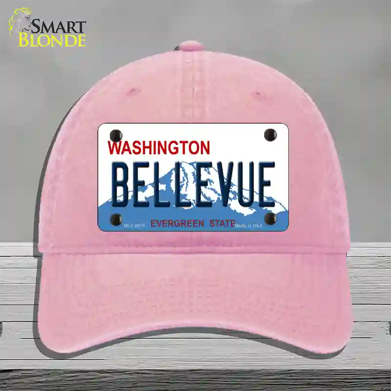 Bellevue Washington Novelty License Plate Hat Unconstructed Cotton / Pink