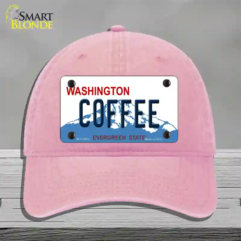 Coffee Washington Novelty License Plate Hat Unconstructed Cotton / Pink