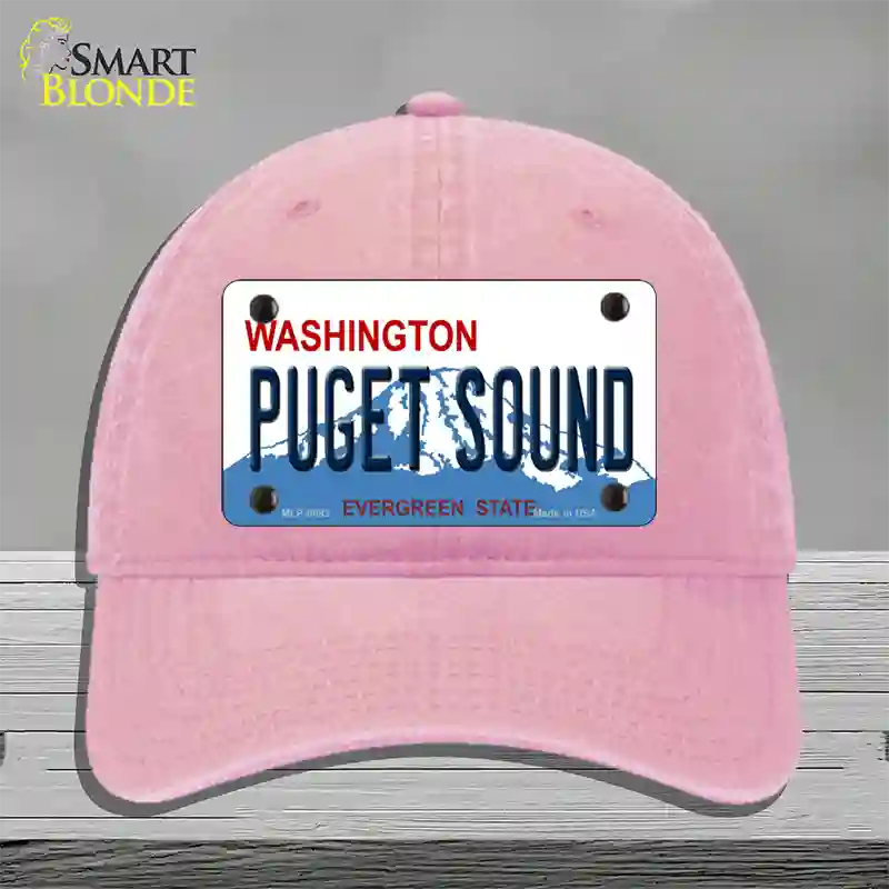 Puget Sound Washington Novelty License Plate Hat Unconstructed Cotton / Pink