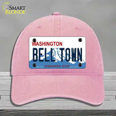 Bell Town Washington Novelty License Plate Hat Unconstructed Cotton / Pink