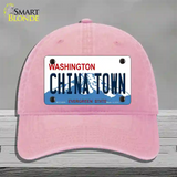 China Town Washington Novelty License Plate Hat Unconstructed Cotton / Pink