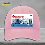 Home Grown Washington Novelty License Plate Hat Unconstructed Cotton / Pink