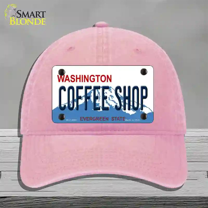 Coffee Shop Washington Novelty License Plate Hat Unconstructed Cotton / Pink