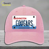 Cougars Washington Novelty License Plate Hat Unconstructed Cotton / Pink