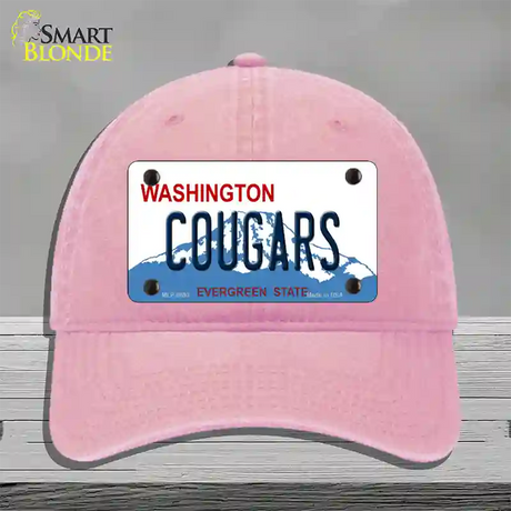 Cougars Washington Novelty License Plate Hat Unconstructed Cotton / Pink