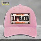 I Luv Bacon Novelty License Plate Hat Unconstructed Cotton / Pink