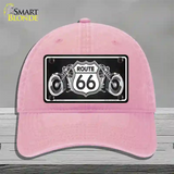 Route 66 With Bikes Novelty License Plate Hat Unconstructed Cotton / Pink