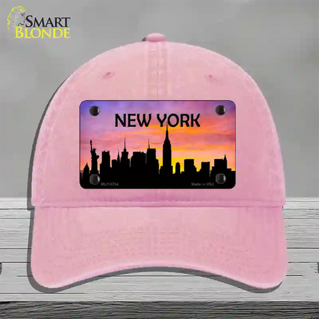 New York Silhouette Novelty License Plate Hat Unconstructed Cotton / Pink