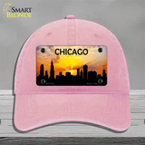 Chicago Silhouette Novelty License Plate Hat Unconstructed Cotton / Pink