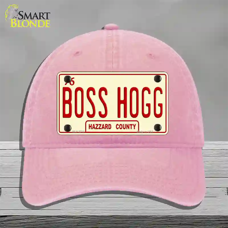 Boss Hogg Hazzard County Novelty License Plate Hat Unconstructed Cotton / Pink