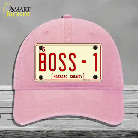 Boss 1 Novelty License Plate Hat Unconstructed Cotton / Pink