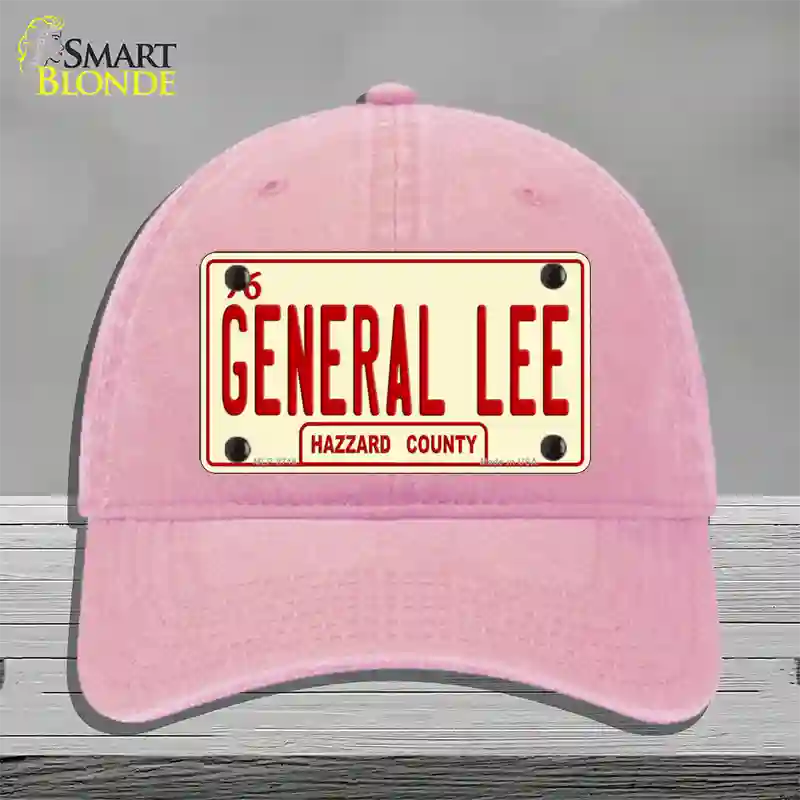 General Lee Hazzard County Novelty License Plate Hat Unconstructed Cotton / Pink