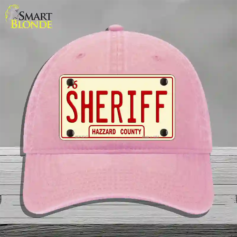 Sheriff Novelty License Plate Hat Unconstructed Cotton / Pink