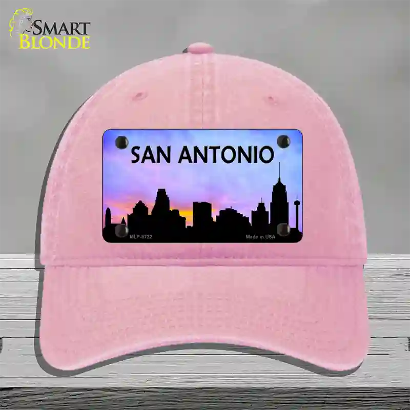 San Antonio Silhouette Novelty License Plate Hat Unconstructed Cotton / Pink