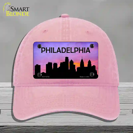 Philadelphia Silhouette Novelty License Plate Hat Unconstructed Cotton / Pink