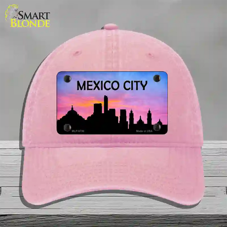 Mexico City Silhouette Novelty License Plate Hat Unconstructed Cotton / Pink